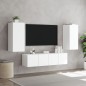 vidaXL Muebles de TV de pared con LED 4 pzas madera ingeniería blanco