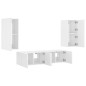 vidaXL Muebles de TV de pared con LED 4 pzas madera ingeniería blanco