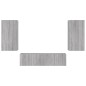 vidaXL Muebles TV pared con LED 4 pzas madera ingeniería gris Sonoma