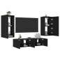 vidaXL Muebles de TV de pared con LED 4 pzas madera ingeniería negro