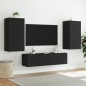 vidaXL Muebles de TV de pared con LED 4 pzas madera ingeniería negro