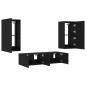 vidaXL Muebles de TV de pared con LED 4 pzas madera ingeniería negro