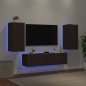 vidaXL Muebles TV pared con LED 4 pzas madera ingeniería marrón roble vidaXL Muebles TV pared con LED 4 pzas madera ingeniería marrón roble