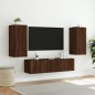 vidaXL Muebles TV pared con LED 4 pzas madera ingeniería marrón roble vidaXL Muebles TV pared con LED 4 pzas madera ingeniería marrón roble