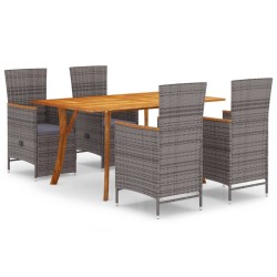 vidaXL Juego de comedor para jardín de 5 piezas gris