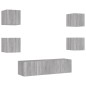 vidaXL Muebles TV pared con LED 6 pzas madera ingeniería gris Sonoma