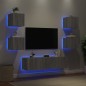 vidaXL Muebles TV pared con LED 6 pzas madera ingeniería gris Sonoma