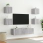 vidaXL Muebles TV pared con LED 6 pzas madera ingeniería gris Sonoma