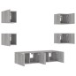 vidaXL Muebles TV pared con LED 6 pzas madera ingeniería gris Sonoma