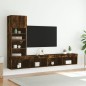 vidaXL Muebles TV pared con LED 4 pzas madera ingeniería roble ahumado vidaXL Muebles TV pared con LED 4 pzas madera ingeniería roble ahumado