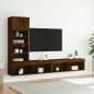 vidaXL Muebles TV pared con LED 4 pzas madera ingeniería marrón roble
