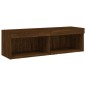 vidaXL Muebles TV pared con LED 4 pzas madera ingeniería marrón roble