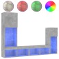 vidaXL Muebles TV pared con LED 4 pzas madera ingeniería gris hormigón vidaXL Muebles TV pared con LED 4 pzas madera ingeniería gris hormigón