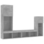 vidaXL Muebles TV pared con LED 4 pzas madera ingeniería gris hormigón vidaXL Muebles TV pared con LED 4 pzas madera ingeniería gris hormigón