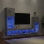 vidaXL Muebles TV pared con LED 4 pzas madera ingeniería gris hormigón vidaXL Muebles TV pared con LED 4 pzas madera ingeniería gris hormigón