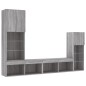 vidaXL Muebles TV pared con LED 4 pzas madera ingeniería gris Sonoma vidaXL Muebles TV pared con LED 4 pzas madera ingeniería gris Sonoma