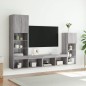 vidaXL Muebles TV pared con LED 4 pzas madera ingeniería gris Sonoma vidaXL Muebles TV pared con LED 4 pzas madera ingeniería gris Sonoma