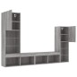 vidaXL Muebles TV pared con LED 4 pzas madera ingeniería gris Sonoma