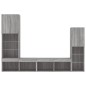 vidaXL Muebles TV pared con LED 4 pzas madera ingeniería gris Sonoma