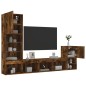 vidaXL Muebles TV pared con LED 4 pzas madera ingeniería roble ahumado vidaXL Muebles TV pared con LED 4 pzas madera ingeniería roble ahumado