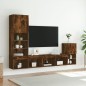 vidaXL Muebles TV pared con LED 4 pzas madera ingeniería roble ahumado vidaXL Muebles TV pared con LED 4 pzas madera ingeniería roble ahumado