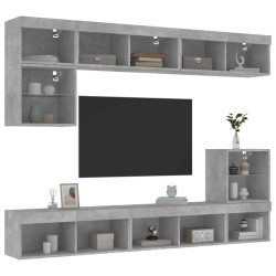 vidaXL Muebles TV pared con LED 8 pzas madera ingeniería gris hormigón