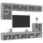vidaXL Muebles TV pared con LED 8 pzas madera ingeniería gris hormigón vidaXL Muebles TV pared con LED 8 pzas madera ingeniería gris hormigón