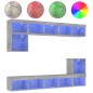 vidaXL Muebles TV pared con LED 8 pzas madera ingeniería gris hormigón vidaXL Muebles TV pared con LED 8 pzas madera ingeniería gris hormigón