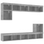 vidaXL Muebles TV pared con LED 8 pzas madera ingeniería gris hormigón vidaXL Muebles TV pared con LED 8 pzas madera ingeniería gris hormigón