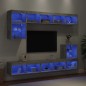 vidaXL Muebles TV pared con LED 8 pzas madera ingeniería gris hormigón vidaXL Muebles TV pared con LED 8 pzas madera ingeniería gris hormigón