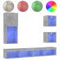 vidaXL Muebles TV pared con LED 5 pzas madera ingeniería gris hormigón