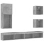 vidaXL Muebles TV pared con LED 5 pzas madera ingeniería gris hormigón