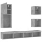 vidaXL Muebles TV pared con LED 5 pzas madera ingeniería gris hormigón