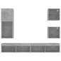 vidaXL Muebles TV pared con LED 5 pzas madera ingeniería gris hormigón