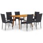vidaXL Juego de comedor para jardín 7 piezas negro vidaXL Juego de comedor para jardín 7 piezas negro