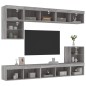 vidaXL Muebles TV pared con LED 8 pzas madera ingeniería gris Sonoma vidaXL Muebles TV pared con LED 8 pzas madera ingeniería gris Sonoma