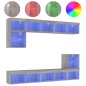 vidaXL Muebles TV pared con LED 8 pzas madera ingeniería gris Sonoma vidaXL Muebles TV pared con LED 8 pzas madera ingeniería gris Sonoma