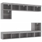 vidaXL Muebles TV pared con LED 8 pzas madera ingeniería gris Sonoma vidaXL Muebles TV pared con LED 8 pzas madera ingeniería gris Sonoma