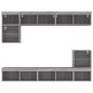 vidaXL Muebles TV pared con LED 8 pzas madera ingeniería gris Sonoma vidaXL Muebles TV pared con LED 8 pzas madera ingeniería gris Sonoma