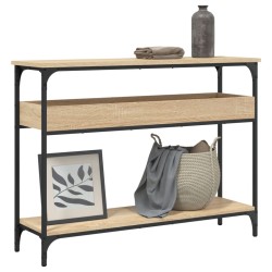 vidaXL Mesa consola estante madera ingeniería roble Sonoma 100x29x75cm