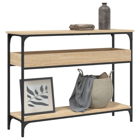 vidaXL Mesa consola estante madera ingeniería roble Sonoma 100x29x75cm