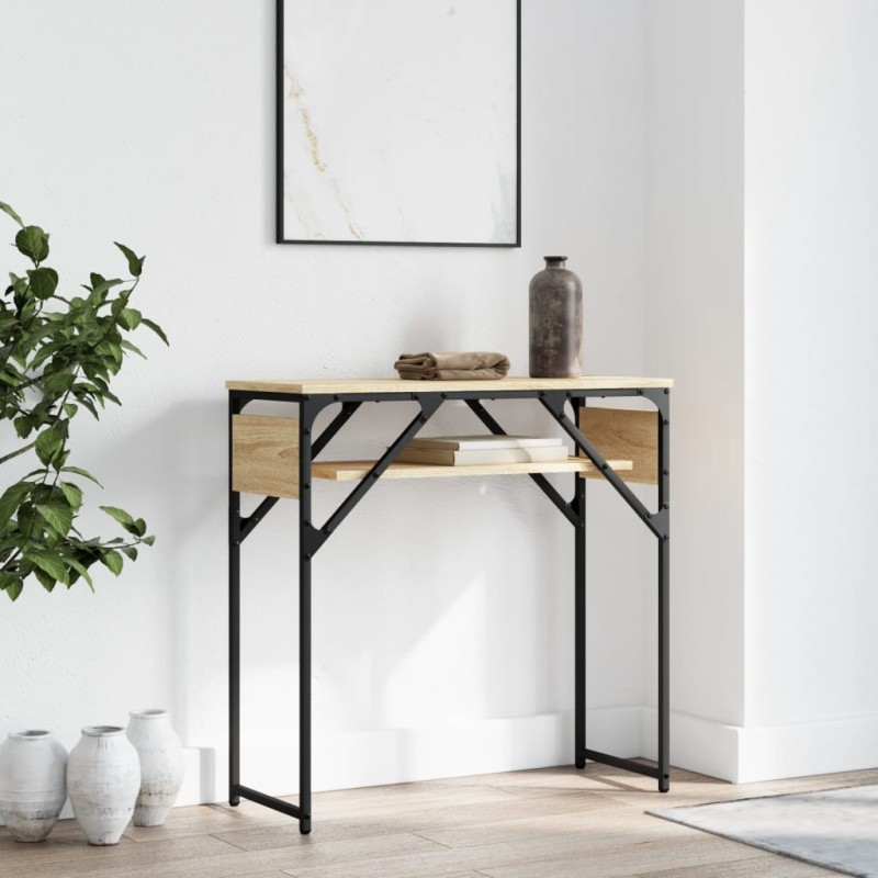 vidaXL Mesa consola estante madera ingeniería roble Sonoma 75x30x75 cm vidaXL Mesa consola estante madera ingeniería roble Sonoma 75x30x75 cm