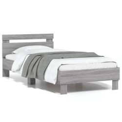 vidaXL Cama con cabecero madera de ingeniería gris Sonoma 90x190 cm