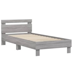 vidaXL Cama con cabecero madera de ingeniería gris Sonoma 90x190 cm