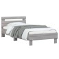 vidaXL Cama con cabecero madera de ingeniería gris Sonoma 90x190 cm vidaXL Cama con cabecero madera de ingeniería gris Sonoma 90x190 cm