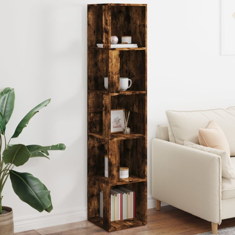 vidaXL Mueble esquina madera contrachapada roble ahumado 33x33x164,5cm vidaXL Mueble esquina madera contrachapada roble ahumado 33x33x164,5cm