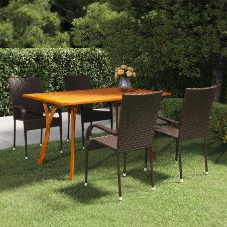 vidaXL Juego de comedor para jardín 5 piezas marrón