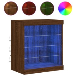 vidaXL Aparador con luces LED roble marrón 60,5x37x67 cm