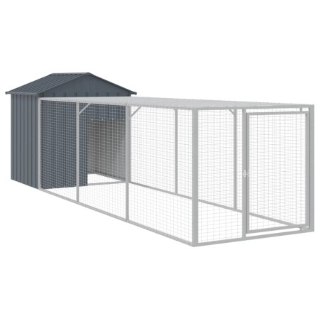 vidaXL Gallinero con corral acero galvanizado gris 117x405x123 cm
