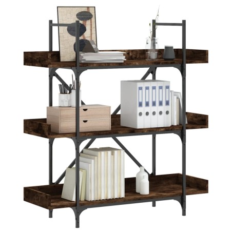 vidaXL Librería 3 estantes madera ingeniería roble humo 100x33x108,5cm